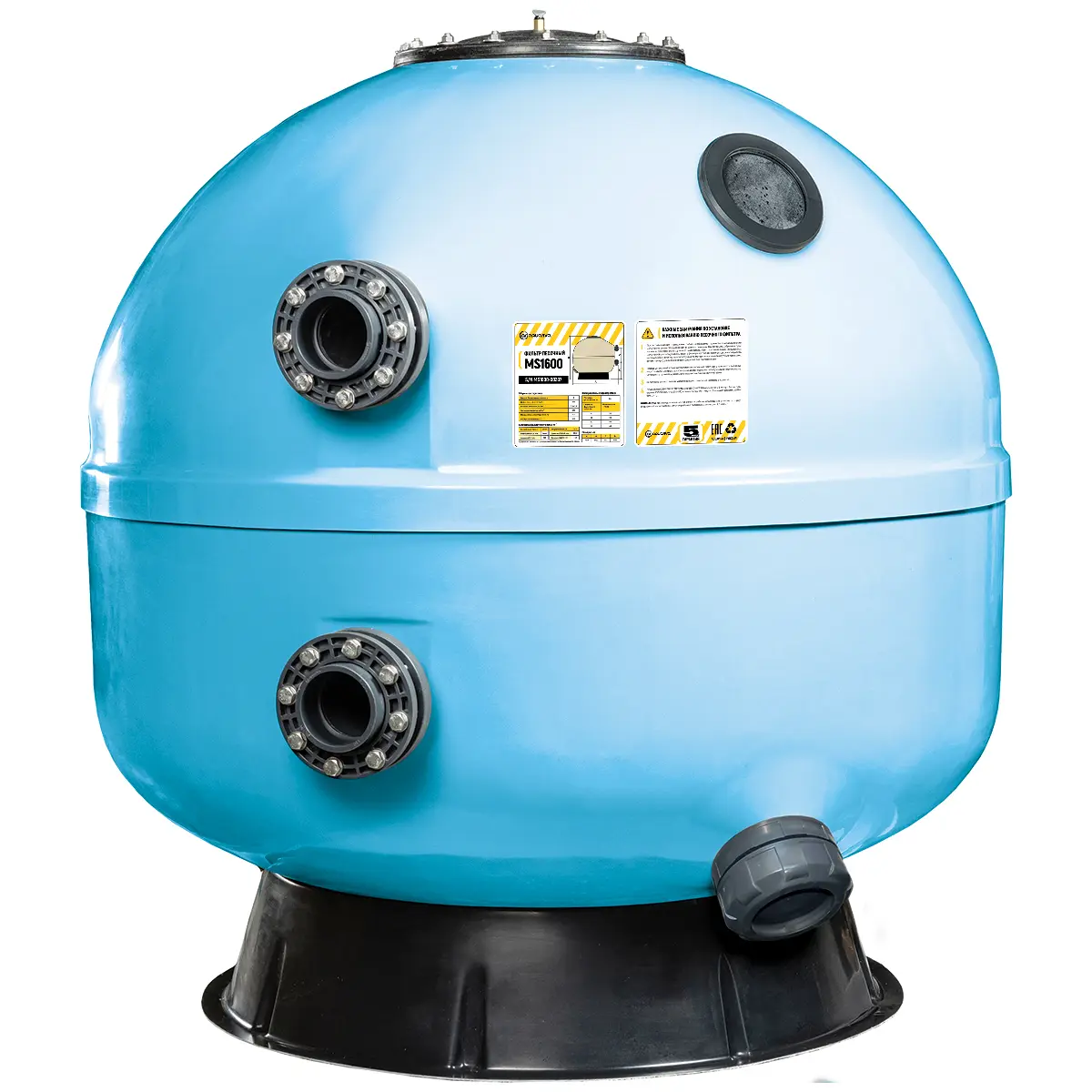 Фильтр озон. AquaViva MS1600 (101м³/ч, 1600 мм, 3060 кг, 110 мм, 2,5 Бар,1м засыпка)+люк д/выгрузки и см
