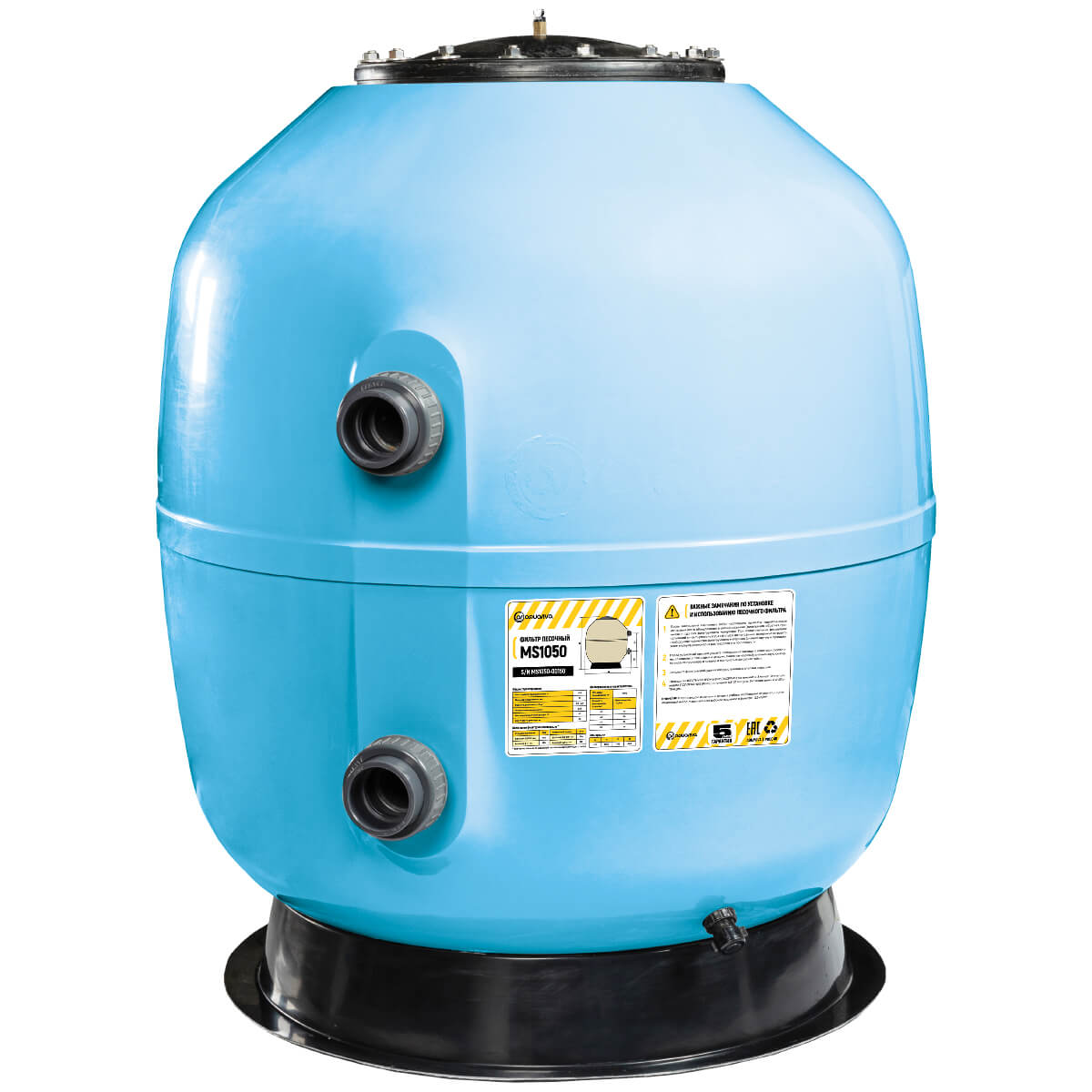 Фильтр дюз. дно Aquaviva MS1050 (43m3/h, 1050mm, 946kg, 75mm, 2,5Бар,0,8м, голубой)