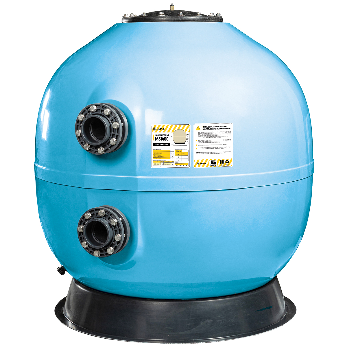 Фильтр озон. AquaViva MS1400 (77м³/ч, 1400 мм, 2340 кг, 110 мм, 2,5Бар, 1м засыпка) + люк д/выгрузки