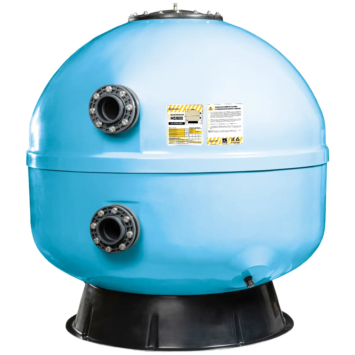Фильтр озон. AquaViva MS1600 (101м³/ч, 1600 мм, 3060 кг, 110 мм, 2,5Бар, 1м засыпка)